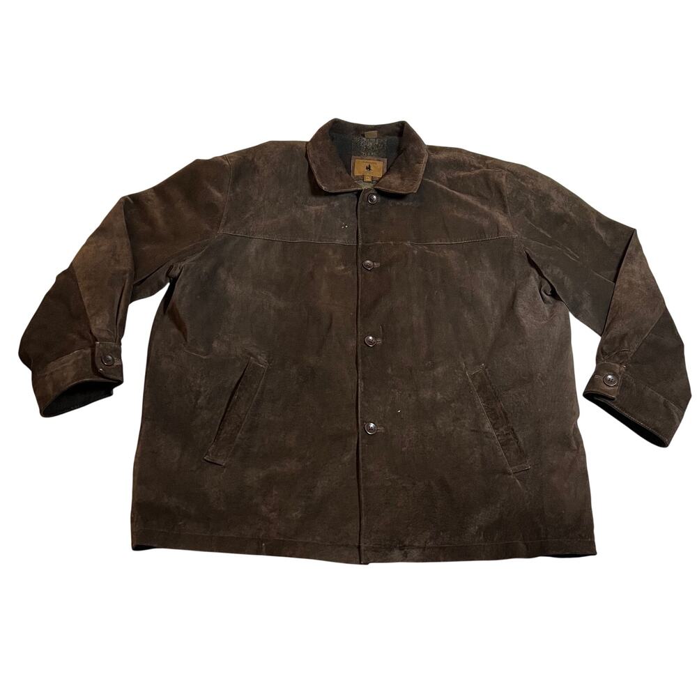 St. John's Bay Men's 100% Suede Leather Flannel Lined Jacket Size XXL Outerwear